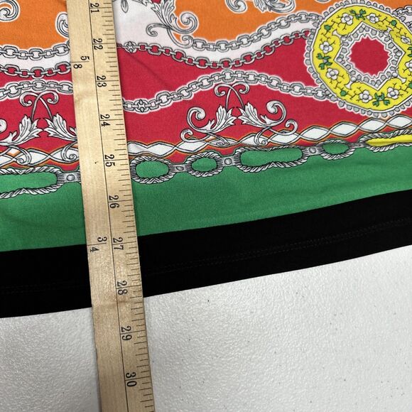 Susan Graver 3X Liquid Knit Top Red Orange Printed Cold Shoulder Casual BOHO - Picture 9 of 9